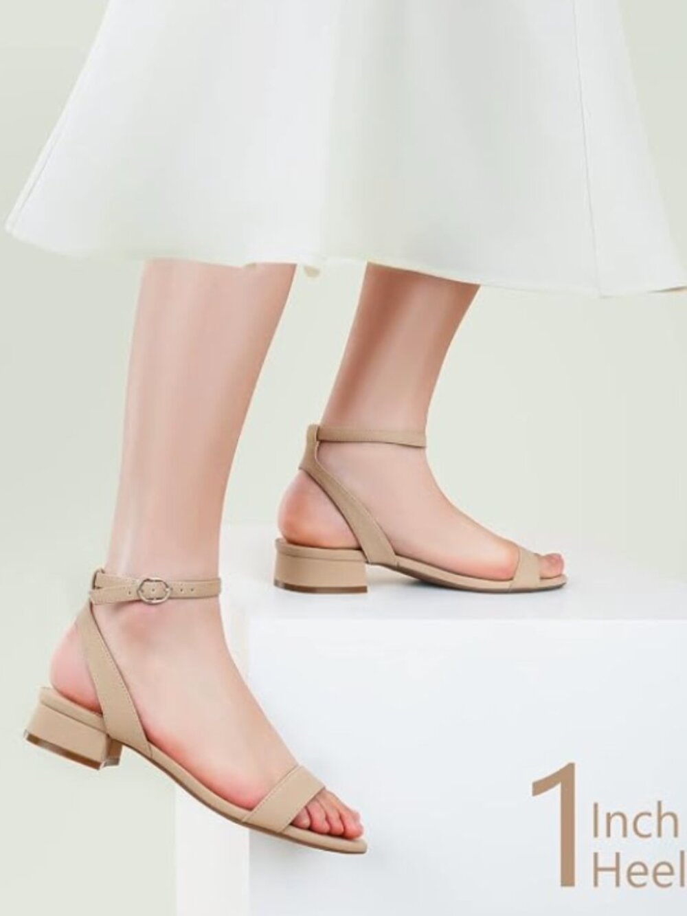 Nude Strappy Block Heel Sandals